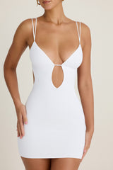 Cut-Out Open-Back Mini Dress in White