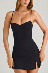 Modal Sweetheart-Neck A-Line Mini Dress in Black