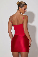 Draped Corset Mini Dress in Red