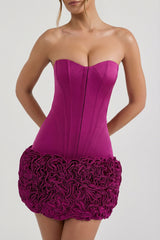 Ruffled Corset Mini Dress in Plum